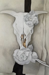 Cow's skull with calico roses